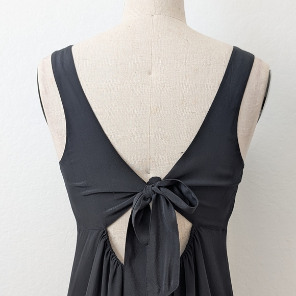 Madewell Black Silk Sleeveless Mini Dress with Tie Back Size Small - Picture 6 of 10